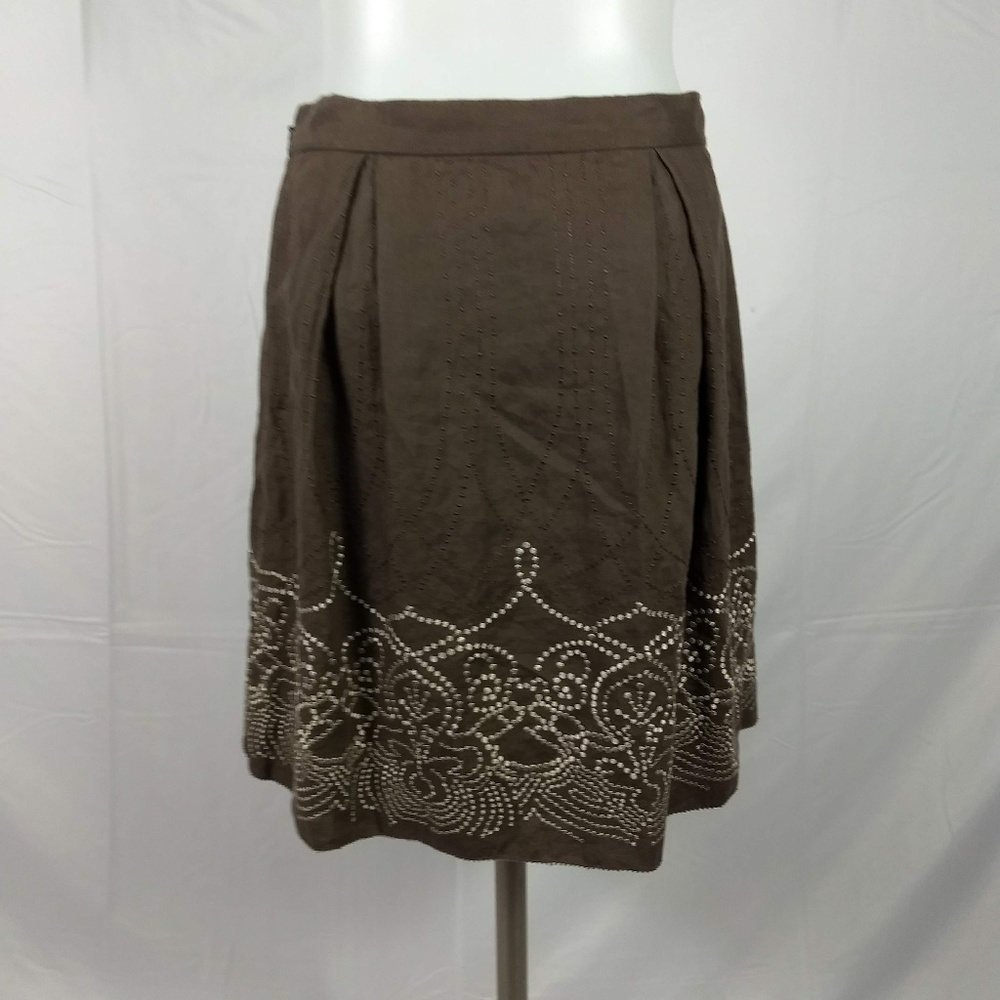 Elie Tahari Size 2 Brown Linen Skirt - Picture 2 of 7